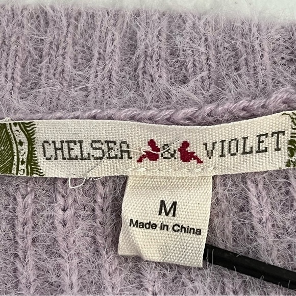 𝅺chelsea & VIOLET CREW NECK LAVENDER COLOR SLOUCH SWEATER WITH RUFFLED‎ DETAIL - Picture 9 of 11